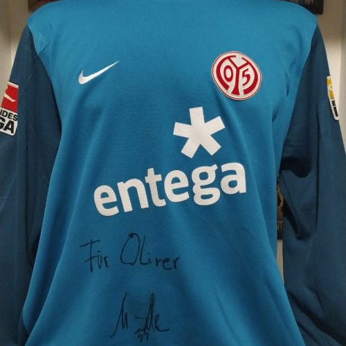 Camisa Mainz Nike Muller goleiro autografada mangas longas
