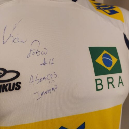 Camisa Brasil Olympikus Kaio volei autografada