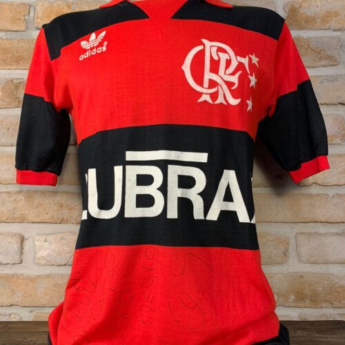 Camisa Flamengo Adidas 1987 Adílio autografada Zico