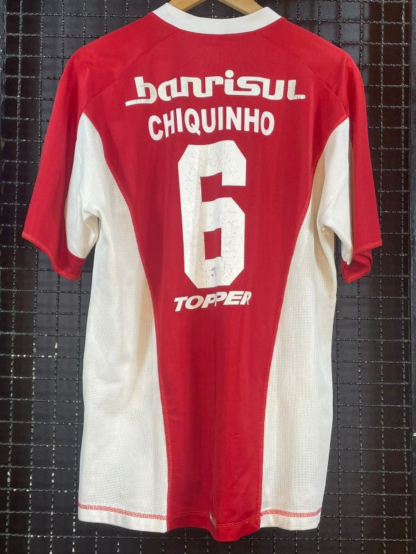 Camisa Internacional Topper 2004 Sul-americana terceiro uniforme Chiquinho autografada - Imagem 2