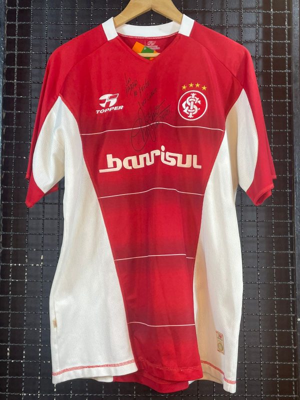 Camisa Internacional Topper 2004 Sul-americana terceiro uniforme Chiquinho autografada