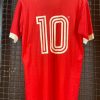 Camisa Internacional Adidas 1982 Ruben Paz vermelha autografada - Image 2