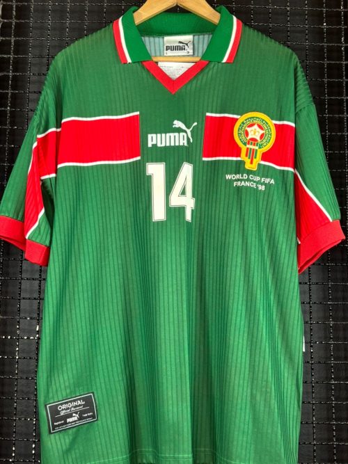 Camisa Marrocos Puma 1998 Copa do Mundo Bassir