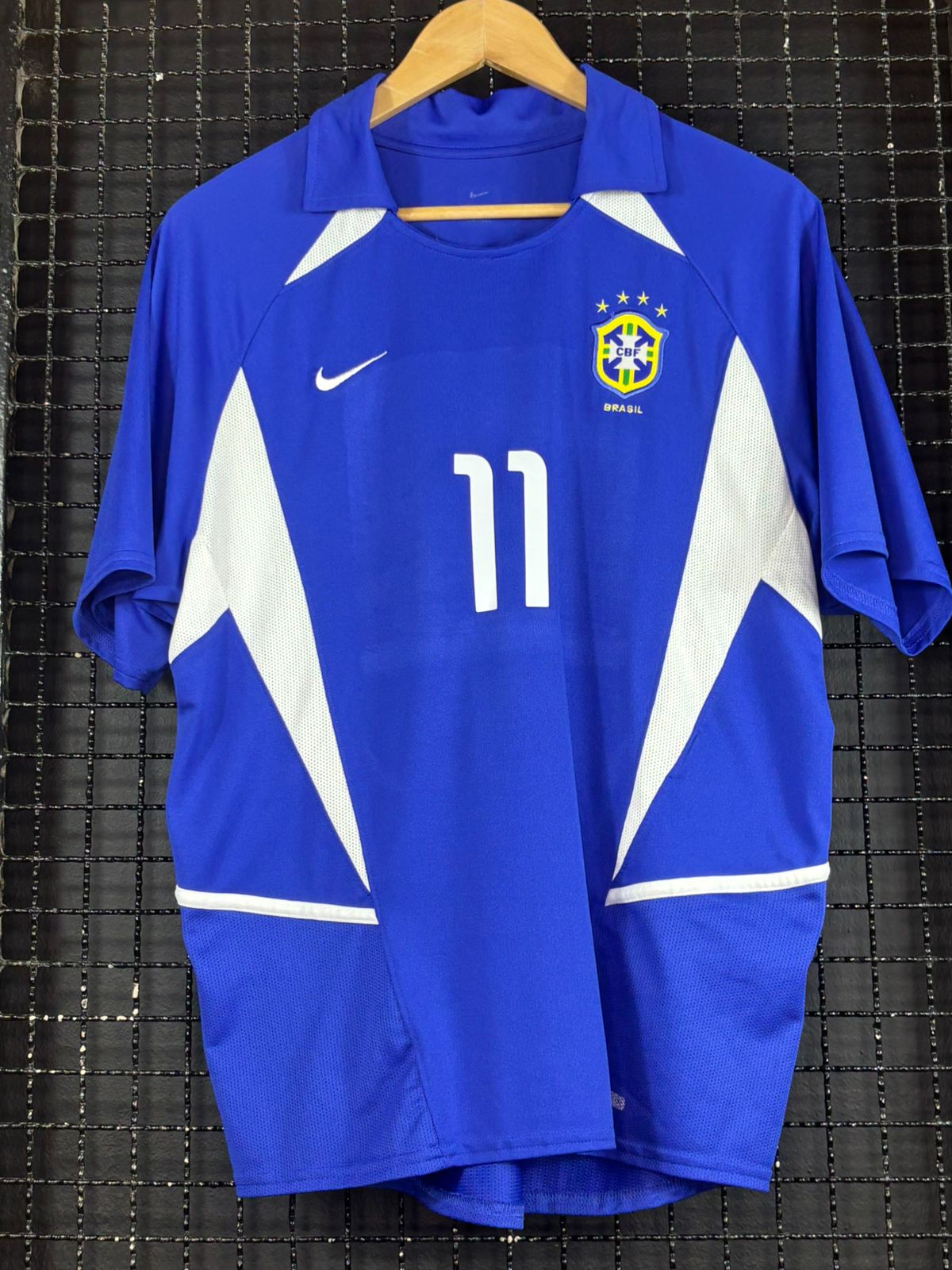 Camisa Brasil Nike 2002 Ronaldinho Gaúcho azul - Memorias do Esporte