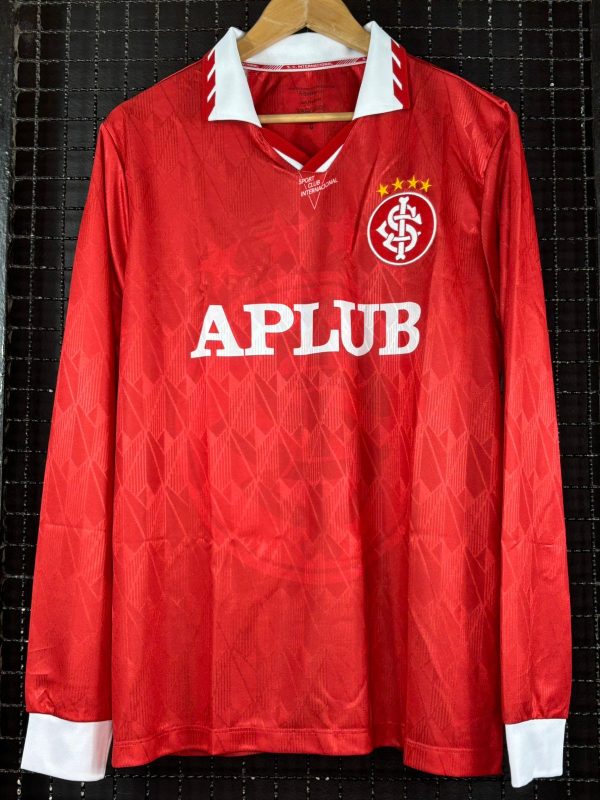 Camisa Internacional 1995 retrô vermelha mangas longas licenciada