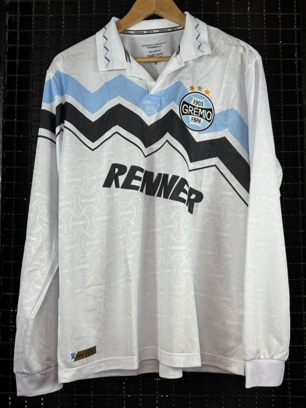 Camisa Grêmio 1995 retrô branca mangas longas licenciada