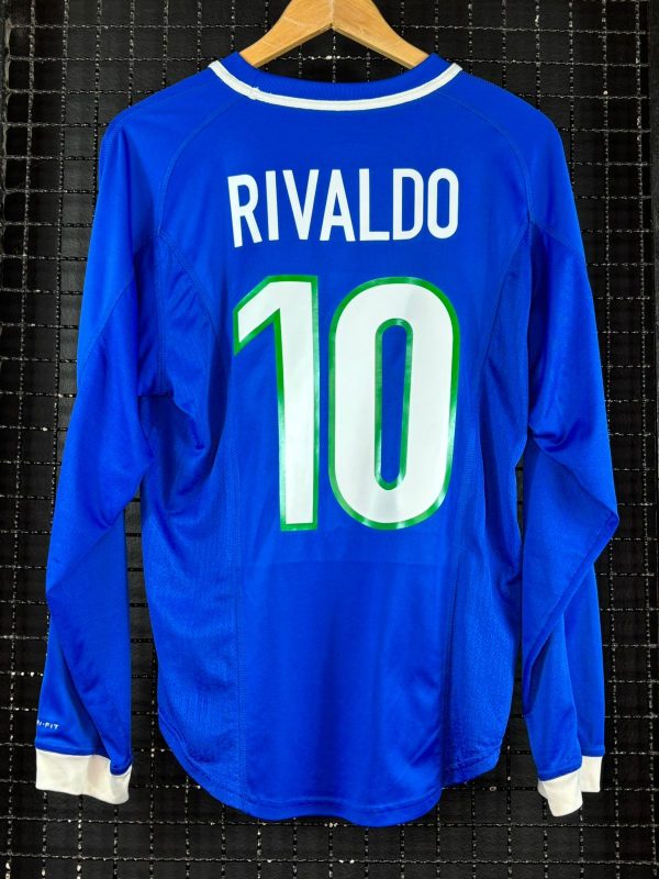Camisa Brasil Nike 2000 Rivaldo azul mangas longas - Imagem 2