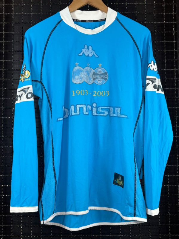 Camisa Grêmio Kappa 2003 centenário celeste mangas longas