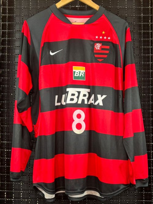 Camisa Flamengo Nike 2001 Junior rubro-negra Libertadores da América mangas longas