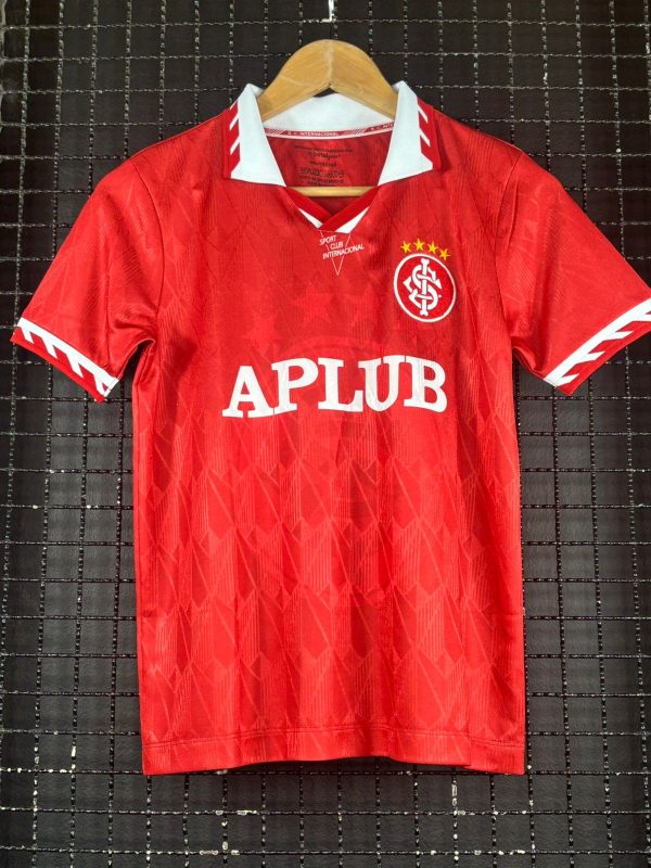 Camisa Internacional 1996 retrô licenciada vermelha infantil