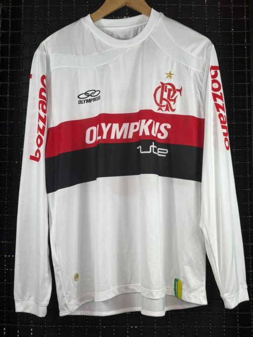 Camisa Flamengo Olympikus 2009 Fierro brancas Mangas longas
