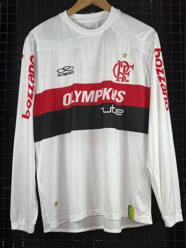 Camisa Flamengo Olympikus 2009 Fierro brancas Mangas longas