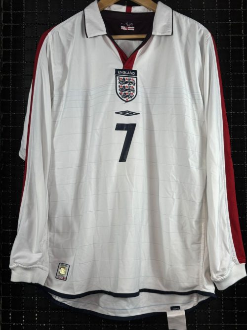 Camisa Inglaterra Umbro 2004 David Beckham Mangas longas