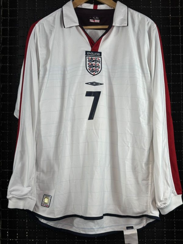 Camisa Inglaterra Umbro 2004 David Beckham Mangas longas