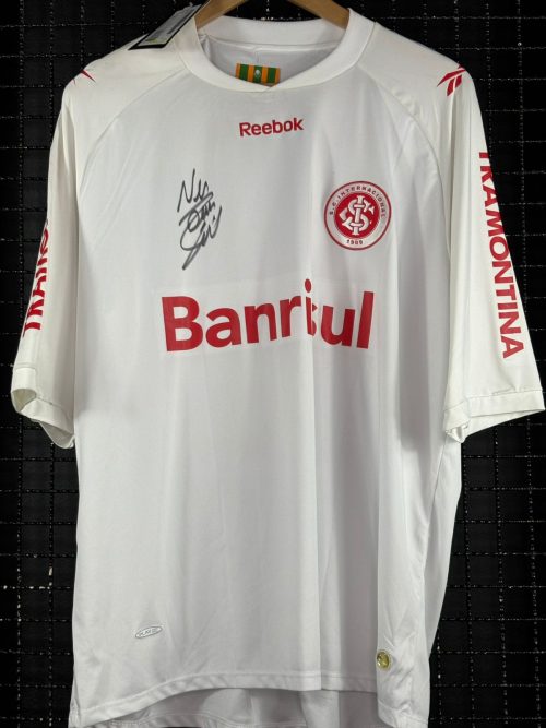 Camisa Internacional Reebok 2010 Nei autografada branca Libertadores da América