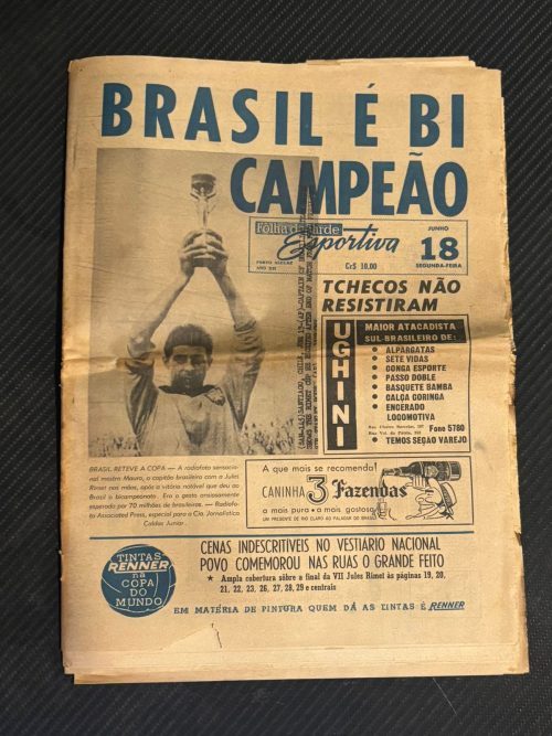 Jornal Folha da Tarde Esportiva Brasil bicampeão do mundo 1962