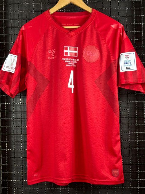 Camisa Dinamarca Hummel 2022 Kjaer Dinamarca X Tunísia Copa do Mundo