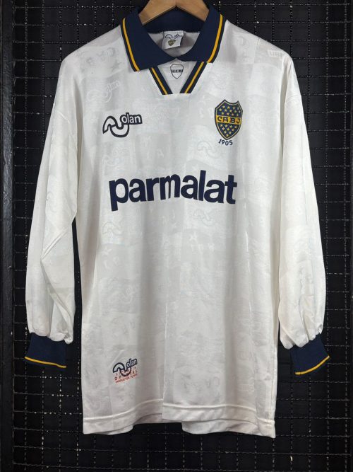 Camisa Boca Juniors Olan 1995 Maradona mangas longas branca