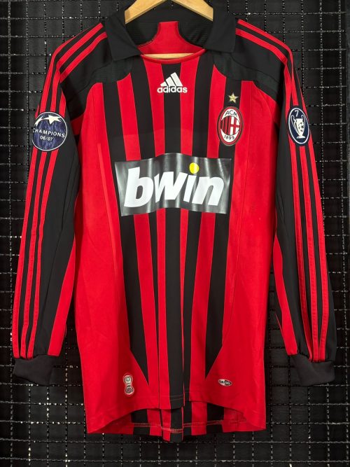 Camisa Milan Adidas 2006 Ronaldo Fenômeno Champions League mangas longas