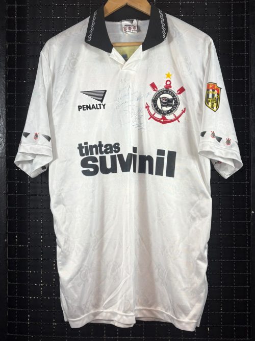 Camisa Corinthians Penalty 1995 Célio Silva autografada