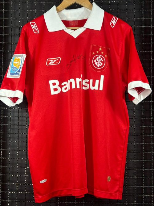 Camisa Internacional Reebok 2006 Iarley Mundial de Clubes vermelha autografada