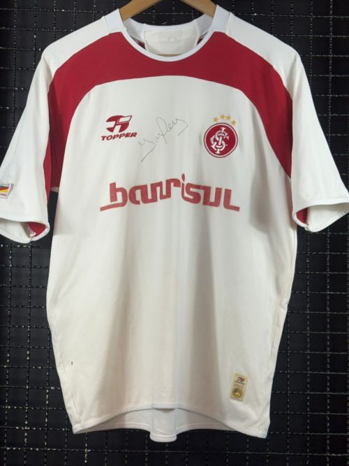 Camisa Internacional Topper 2005 Iarley autografada branca