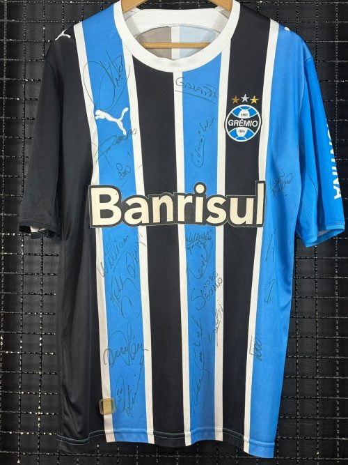 Camisa Grêmio Puma 2006 tricolor autografada elenco
