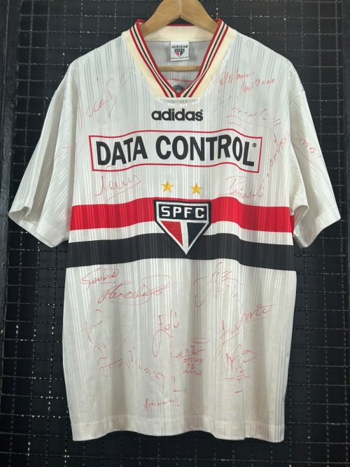 Camisa São Paulo Adidas 1997 autografada elenco